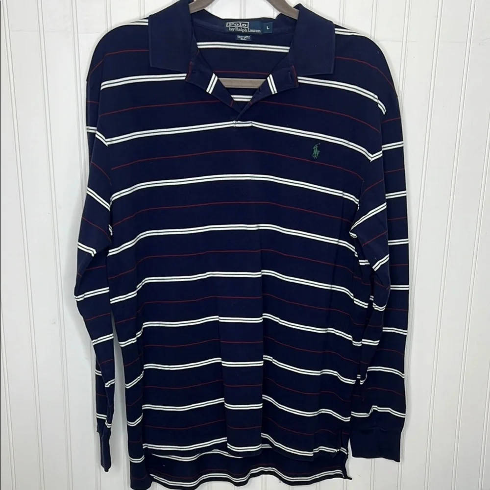 Polo Ralph Lauren Long Sleeve Navy Polo Size Large